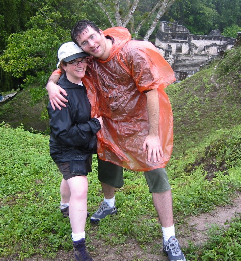 Amy & William in the rain at Tikal